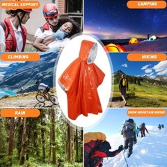 Emergency Thermal Rain Coat Blanket Poncho Outdoor Camping Hiking Survival Gear