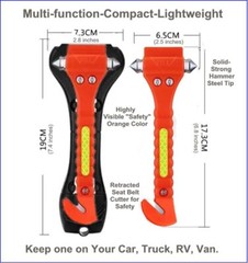 Lot of Two Car-Fire-Safety Emergency Hammer Window Breaker Seat Belt Cutter Tool