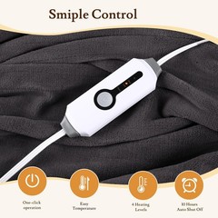 Electric Heated Blanket 62″x84″ Twin Size – 4 Heat Levels, 10H Auto Shut Off, Ul