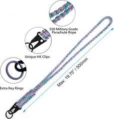 Heavy Duty Paracord Lanyard Keychain, Paracord Necklace Cell Phone Keychain Whis
