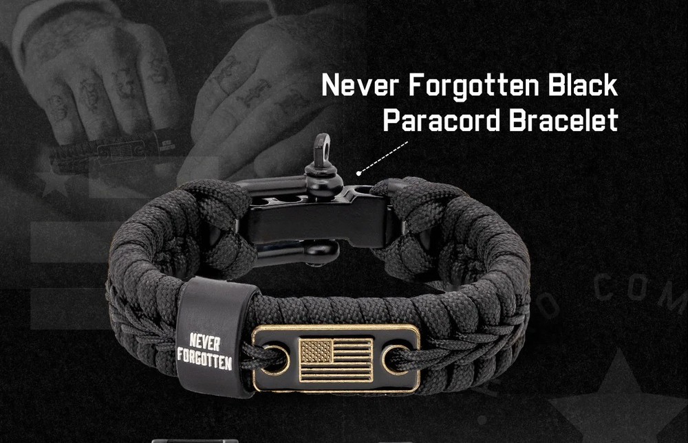 Hero Company Never Forgotten Black Tactical Paracord Bracelet