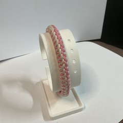 Pink/White Paracord Bracelet Nylon Survival Plastic Buckle 275 lb Cord