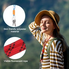2 Pcs Paracord Lanyard Necklace, Lanyard with Split Ring, Red & Black