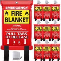 Jj Care Fire 10 Packs Fire For High Heat Resistant Fire Suppression Blankets