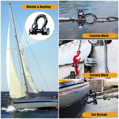 Black Bow Shackle 316 Stainless Steel Marine Anchor Cotter Pin Heavy Rigging