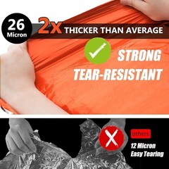 Thick Emergency Blankets Lightweight Heat Reflective Survival Waterproof 2-Pack