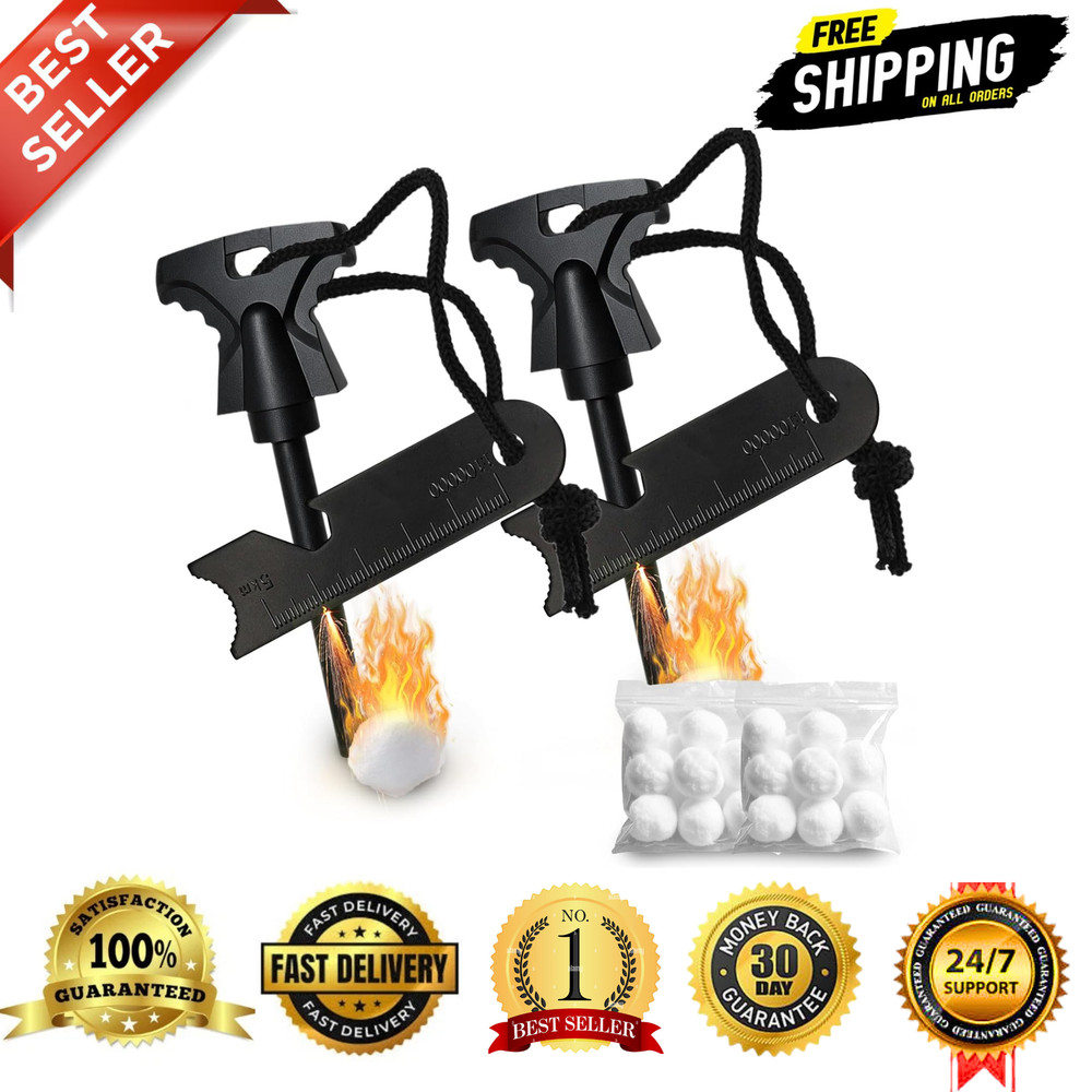 2Pcs Fire Starter with Striker Rod Fire Starter Camping Emergency