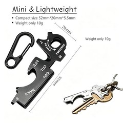 Heavy Duty Keychains with Carabiner Clip,8-in-1 Multi-Tool,EDC Black+silver
