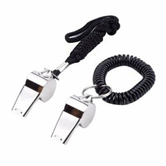 2-Pack Metal Referee Whistles w/ Lanyards Loud Coach Football Soccer Emergency