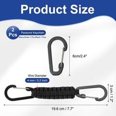 Paracord Keychain Paracord Lanyard Key Chain – (2 Pack, Black/Navy Green)