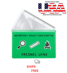 Survival Credit Card Firestarter Fresnel Lens 4X Magnification Protective Sleeve