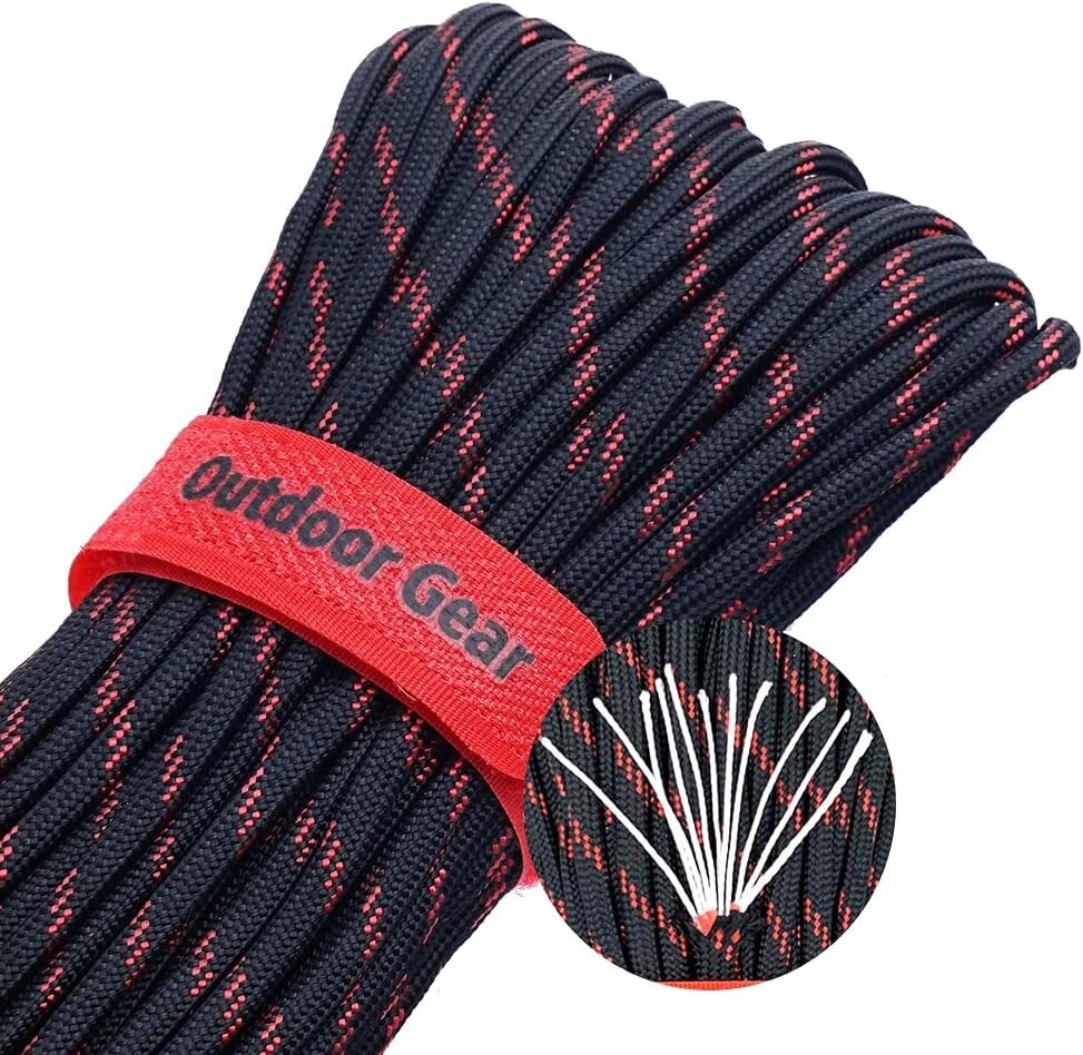Survival Paracord Rope 100 Feet Fire Starter Parachute Cord 7 Strand Nylon NEW