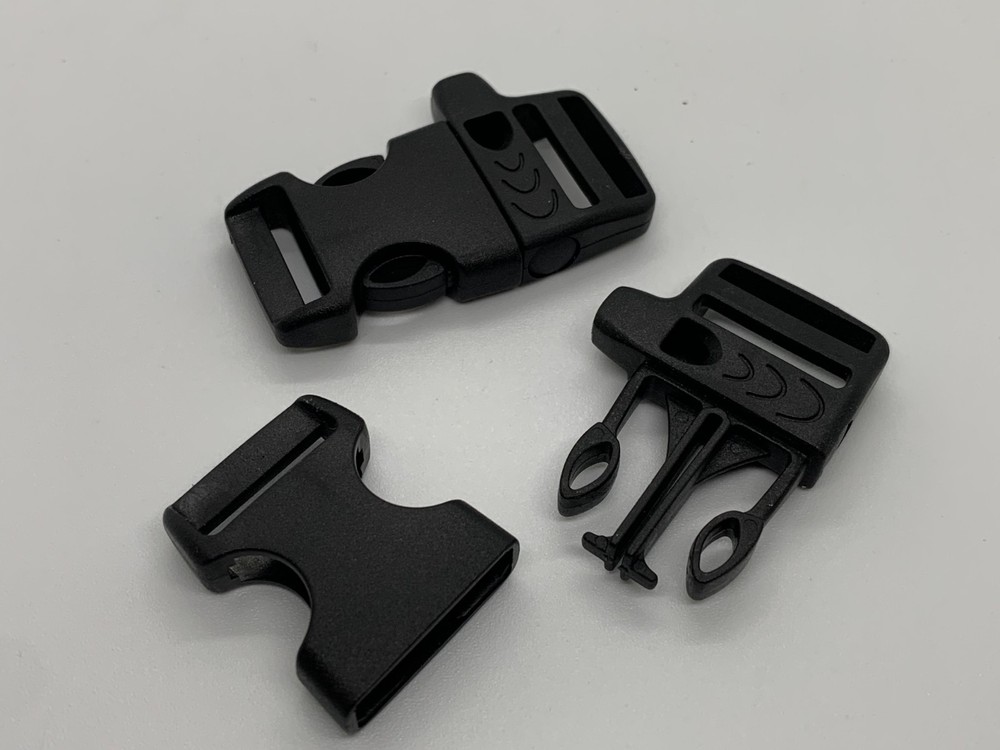 4 Pcs 3/4 Inch 20mm Black Plastic Side Release Whistle Buckle Paracord Bracelets