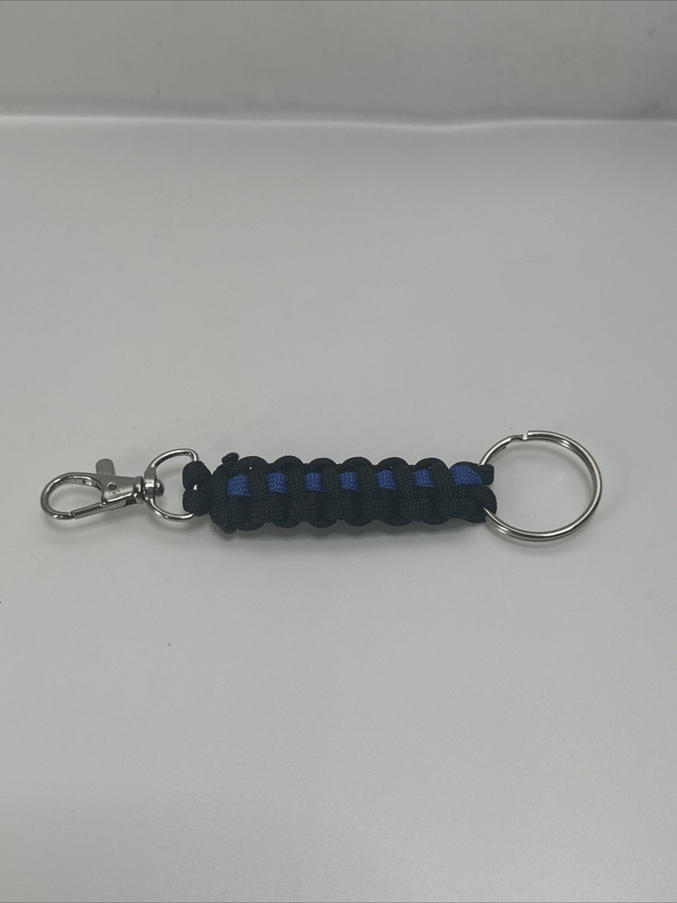 Thin Blue Line Key Chain w/ring & swivel lobster clasp 550 paracord handmade
