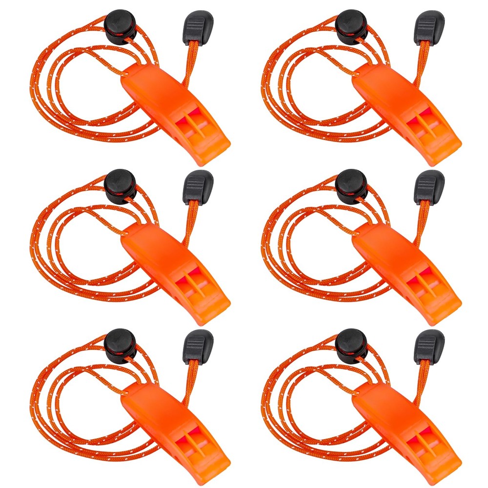 6Pcs Emergency Whistle Survival Whistles Loud Marine Safety Whistle with Adjusta