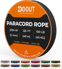 2Mm Paracord 100Lb, Thin Micro Paracord Rope, Black 125FT Nylon Cord for Craftin