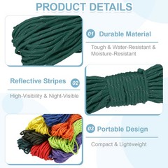 Reflective Fluorescent Paracord Rope 4mm 98 ft for Camping (Dark Green)