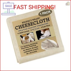 Regency Wraps 100% Cotton Ultra Fine Natural Cheese Cloth, 9 sq.ft 36″ X36″ 1pc,