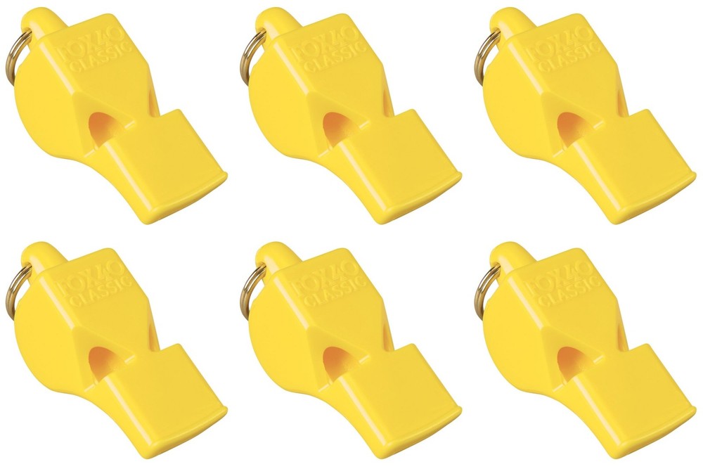 Fox 40 Classic Official 3-Chamber Pealess Whistle, Yellow (6-Pack)