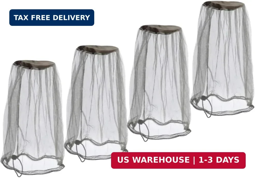 Premium Mesh Mosquito Head Net Outdoor Pack of 4 Face Neck Fly Netting Hood