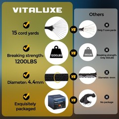 VITALUXE 1200lb Paracord Rope 4.4mm 15 Triple Strands