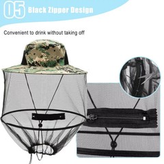 2PC Anti-Mosquito Bug Bee Insect Head Net Hat Cap Sun Protect for Fishing Camp L
