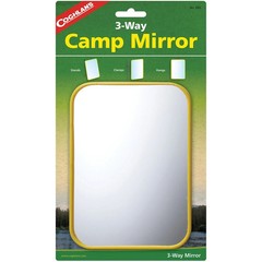 Coghlan’s 3-Way Camp Mirror, Colorful Plastic, Clamps w/Hook Signal Survival 650