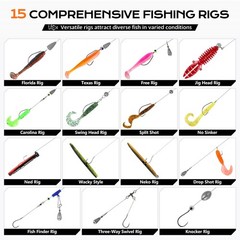 PLUSINNO Fishing Gear Accessories 7.9″ x 4.3″ x 2″, 449PCS Tackle Kit