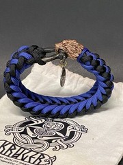 Kruger Snarling Wolf Paracord EDC Titan Survival Cord Bracelet Blue Black 9” JB5