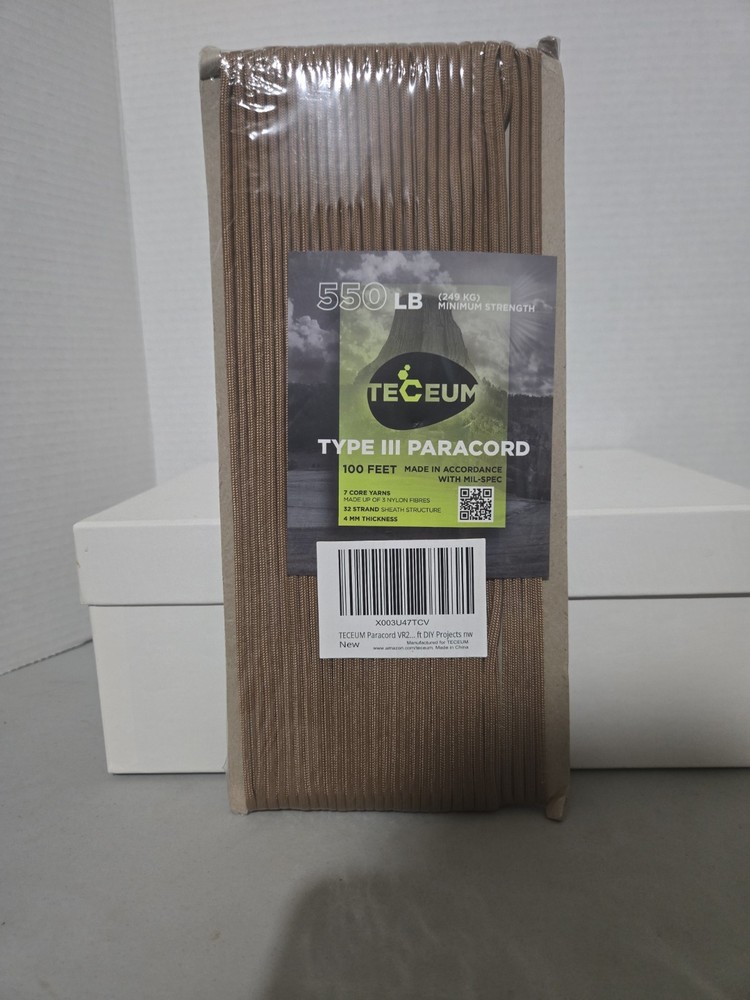 Teceum Type III Paracord, 100ft 550lb (249kg) Minimum Strength