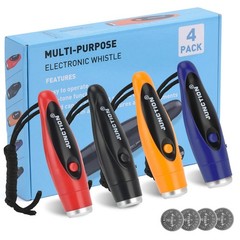 4-Pack Electronic Whistles, 3-Tone Sound for Coaches, Referees & Sports Events