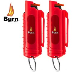 BURN 1/2oz Pepper Spray 2 Red Molded with 2 Quick Release Keychains OC