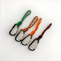 Set of 4 Lightweight Nylon Paracord Key Chains – Green, Orange, Multicolor