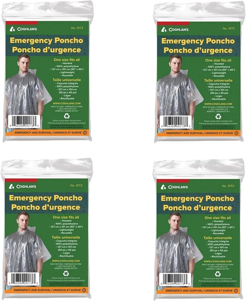 9173 Emergency Poncho 4 Pack