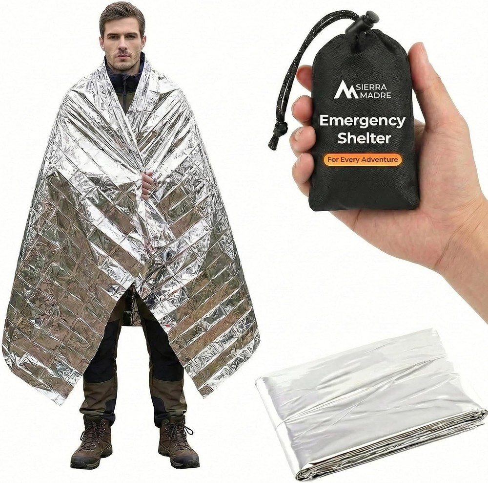 Emergency Mylar Thermal Space Blanket for Survival – Waterproof Safety Shelter
