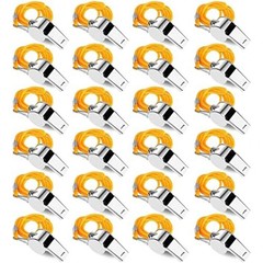 24-Pack Stainless Steel Whistles with Lanyards – Loud, Clear Sound for Coaches,