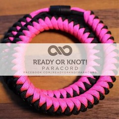 550 Paracord Snake Weave Survival Necklace Pink/Black (21 inches)