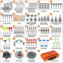 PLUSINNO Fishing Gear Accessories 7.9″ x 4.3″ x 2″, 449PCS Tackle Kit