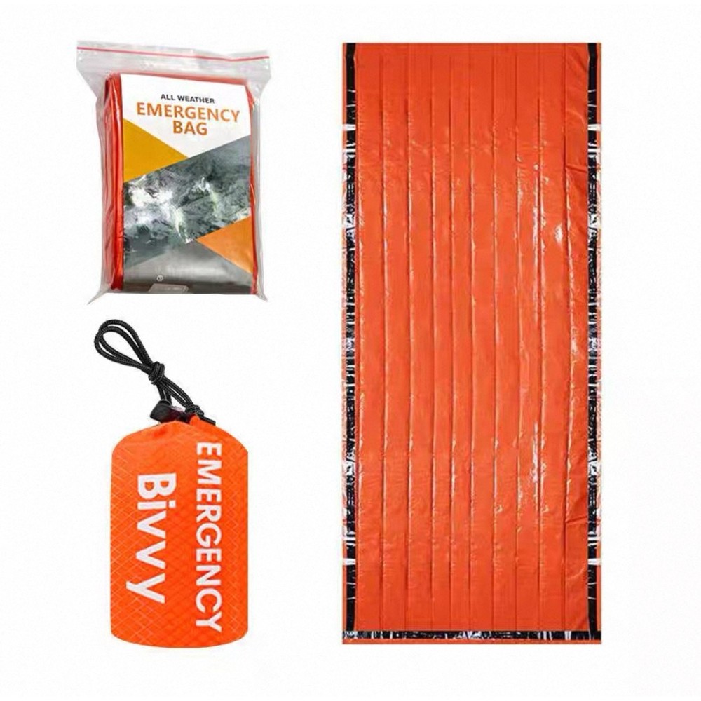 Thermal Emergency Sleeping Bag with Whistle, PE Aluminum Foil Survival Blanket
