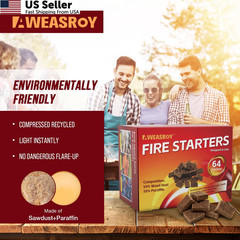Fire Starter Squares 64 – Starters for Fireplace,Chimney,BBQ Brown-64