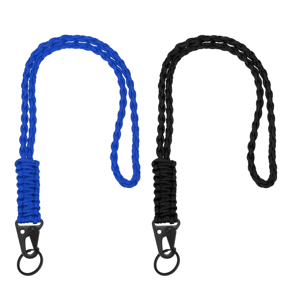 Paracord Lanyard, 2Pcs & Black/Navy Blue Fit for (Keys Whistle)