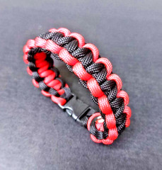 Black Red Paracord Bracelet Customize Size