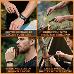Paracord Survival Bracelet (3 Pack) – Black+Orange Black+Army Green (3pc)