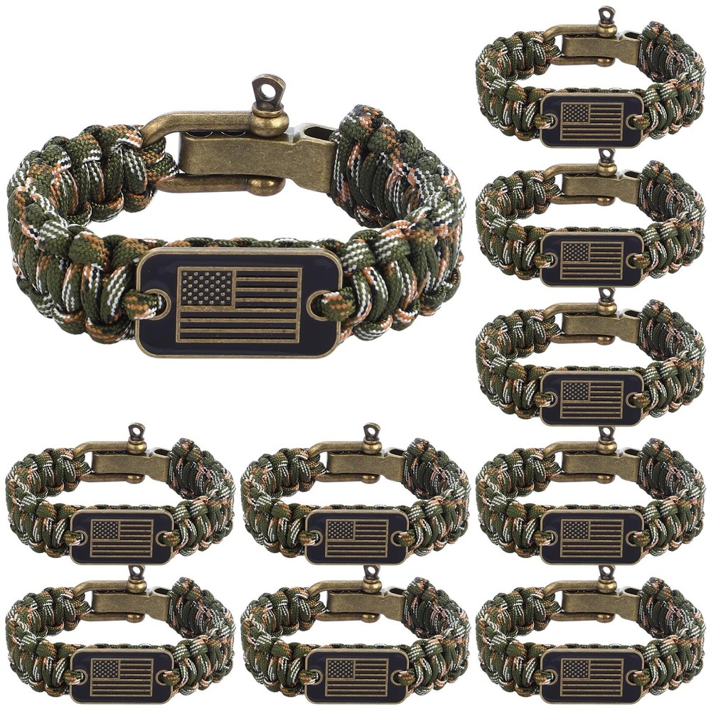 Liliaafar 40 Pcs Memorial Day Patriotic Paracord Bracelet for Dad Veteran Tac…