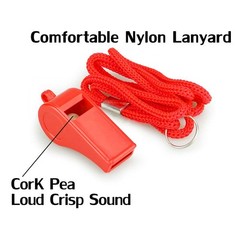 Red Emergency Whistles with Lanyard, Loud Crisp Sound Plastic Whistles Bulk I…