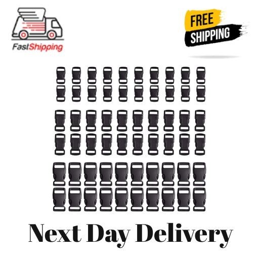 60-Pack Paracord Bracelet Buckles 5/8″ 1/2″ 3/8″ Plastic Side Release Clips