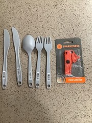 NEW SparkForce Fire Starter and Lanyard & 5 pc. Nylon Utensils Set