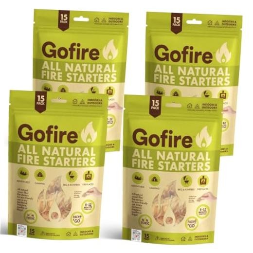 Eco-Friendly Hardwood & Wax Fire Starter | 6-8 Min Burn Time | Quick, Safe 60