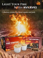 Nvkrvks Fire Starter, EasyBurning Fire Starter Squares for Wood Stoves, Campf…