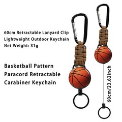 2x Retractable Paracord Keychain Heavy Duty Carabiner Clip for Outdoor Hiking